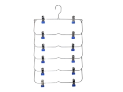 (azul) Tapete Para Roupas De Saia/calça Com Seis Camadas, Cabide De Metal Antiderrapante E Prendedores.