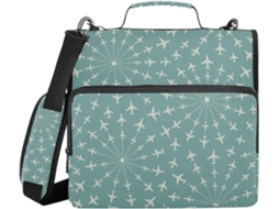 Pasta verde com 3 argolas, 8 cm, com zíper e alça para transporte, fácil de carregar, ideal para carteira escolar.