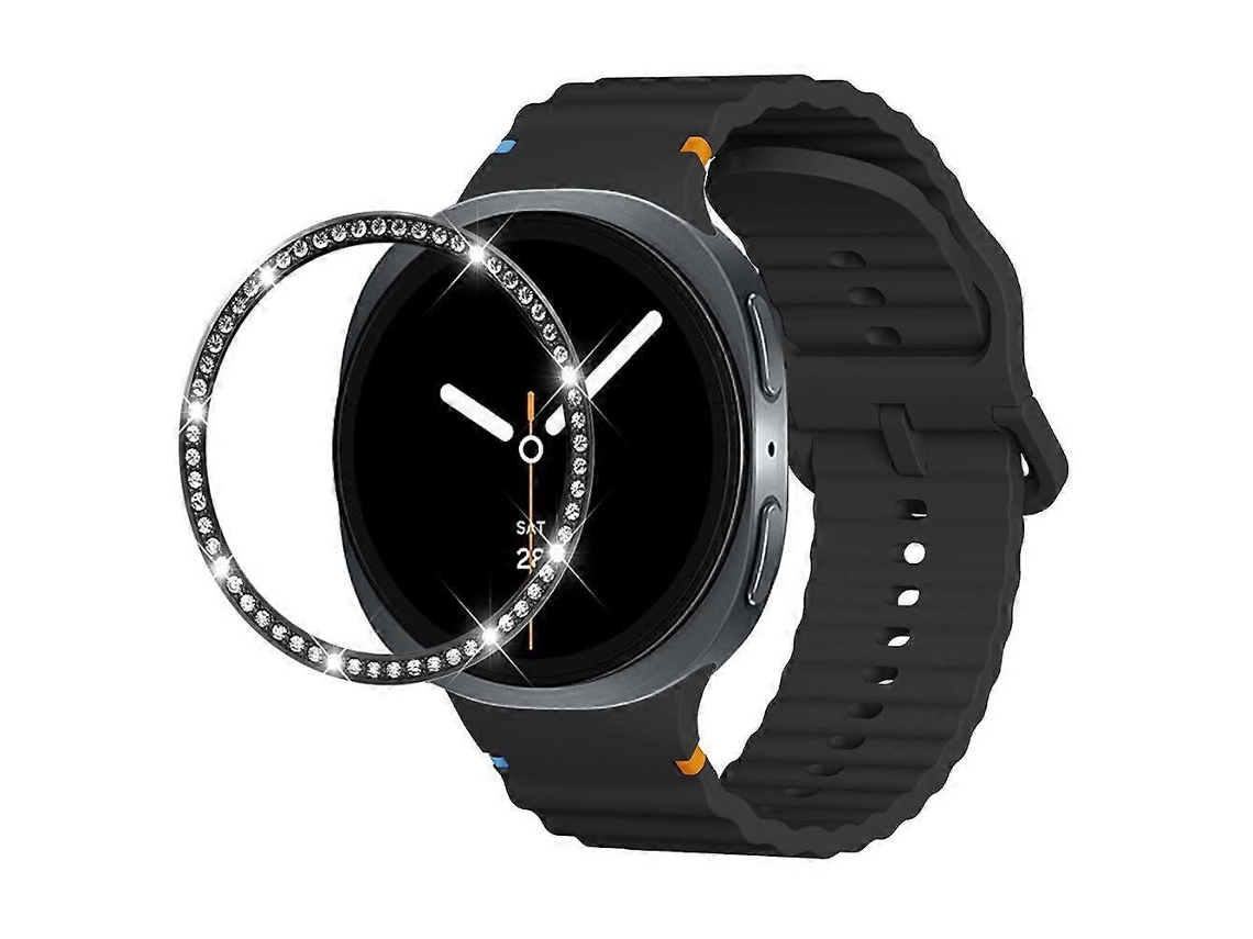 Pulseira De Silicone Com Bisel De Diamantes E Fivela Com Costura Ondulada.