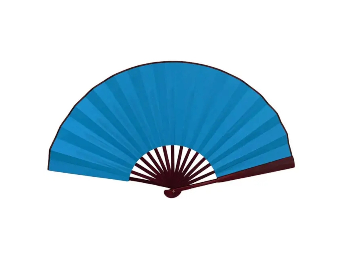 Leque, Cor Sólida, Extra Grande 33cm, Turquesa