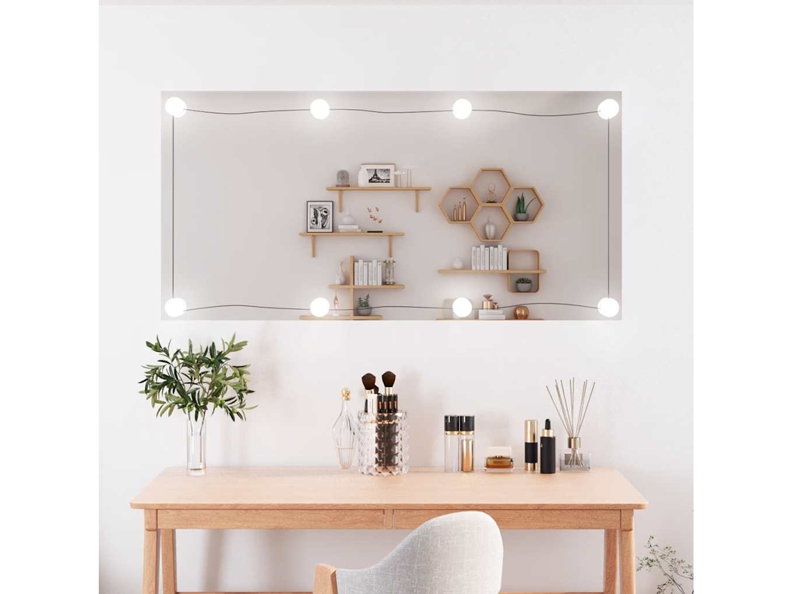Vidaxl Espelho De Parede Retangular Com Luzes Led 50x100 Cm Vidro