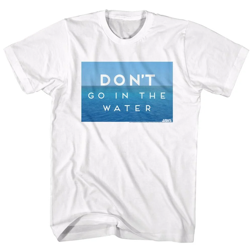 Rockinstone Jaws Movie Don't Go In The Water White Adult T-shirt Size:xl