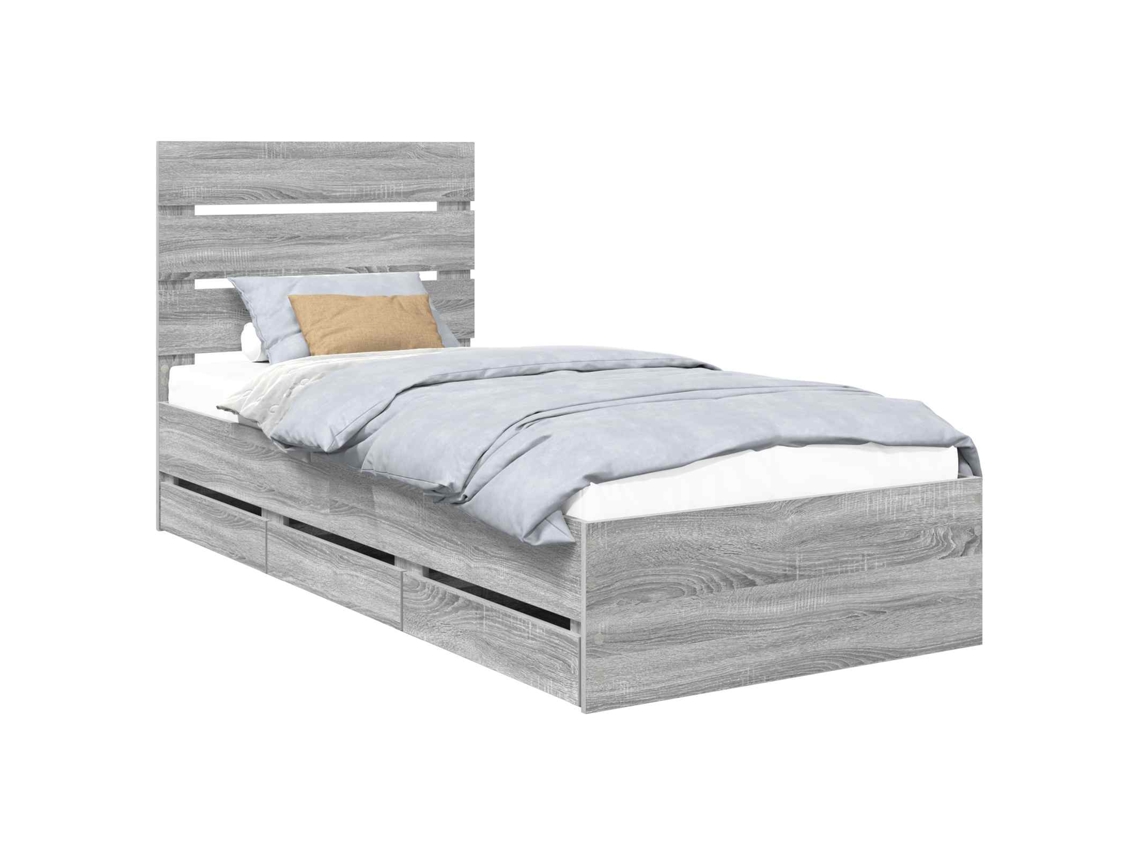 Estrutura de Cama com Gaveta MAISON EXCLUSIVE Cinza Sonoma 100 X 200 cm