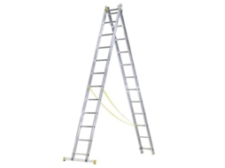 Escalera aluminio 2 tramos 10+10 peldaños. plegable, antideslizante, resistente