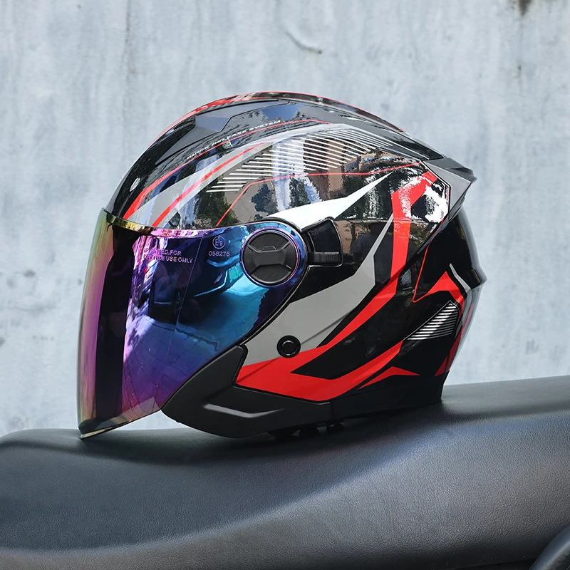 (xl) Capacete De Motocicleta Abs 3/4, Certificado Dot, Resistente A Impactos E Ao Vento.