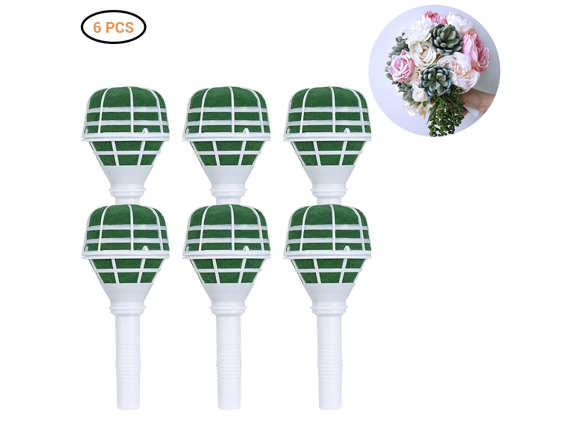 6pcs Suporte para Buquês com Espuma Leve DIY Acessórios de Buquê para Noiva 18x8.5cm | S/MARCA