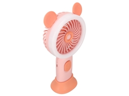 Ventilador Portátil Com 3 Níveis De Ajuste, Recarregável Via Usb, Com Cabo Ergonômico E Luz Vibrante, Para Estudantes E Crianças (rosa)