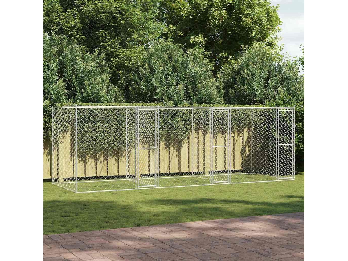 Vidaxl Jaula Para Cão Prateado 600 X 200 X 200 Cm Aço Galvanizado