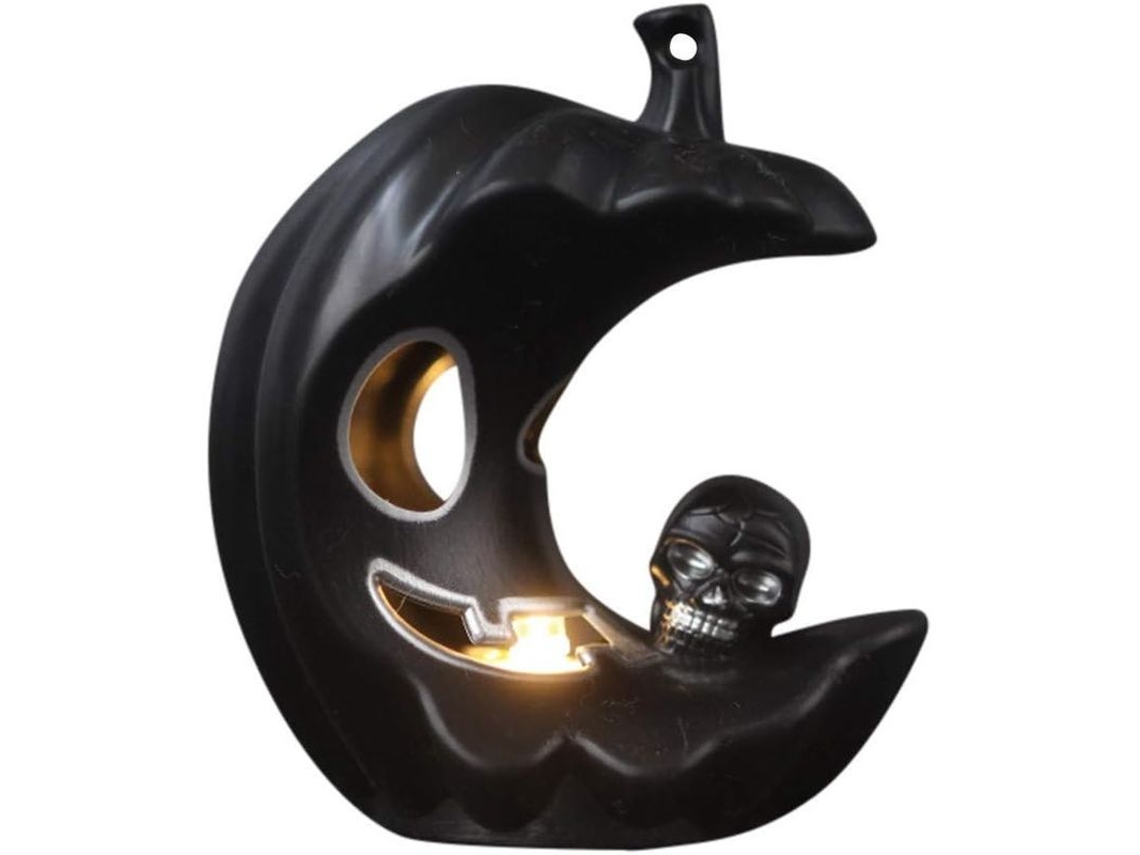 vela de Abóbora Sem Chama com Piscada para Halloween Decoração Festa Fantasma