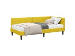 SYFAX™ Estrutura de Cama de Canto com Colchão 2 Pcs Amarelo Veludo