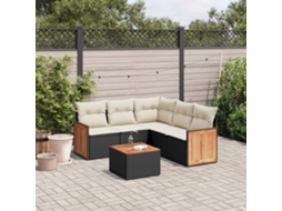 Vidaxl 6 Pcs Conjunto Sofás De Jardim C/ Almofadões Vime Pe Preto