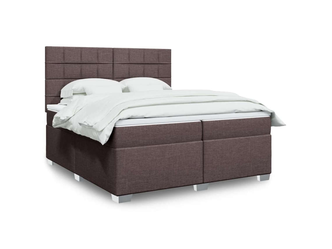 Vidaxl Cama Com Molas/colchão 200x200 Cm Tecido Castanho-escuro