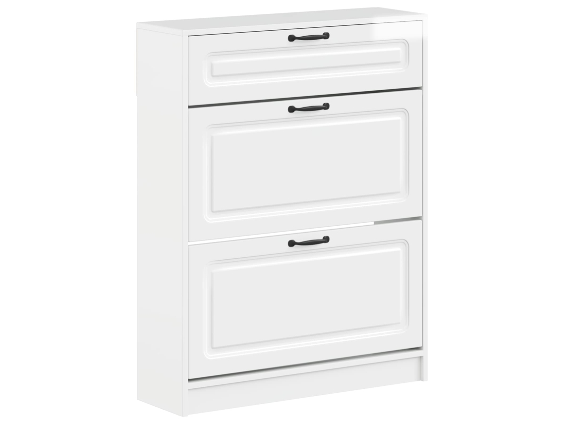 Vidaxl Armário De Sapatos Utrecht 78 X 24 X 100 Cm Branco Brilhante