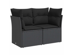 Maison Exclusive - Sofá De Jardim Com Almofadas, 2 Lugares, Vime Sintético Preto
