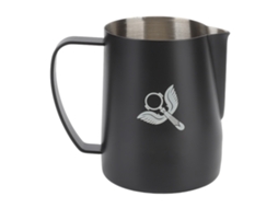Espumador De Leite Em Aço Inoxidável 304 Com Alça Para Preparo De Café 600 Ml Preto Brilvibera