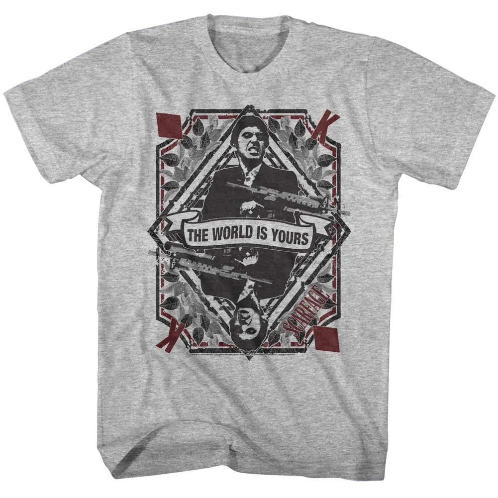 Rockinstone Scarface Movie King Of Diamonds Heather Gray Adult T-shirt Size:xl