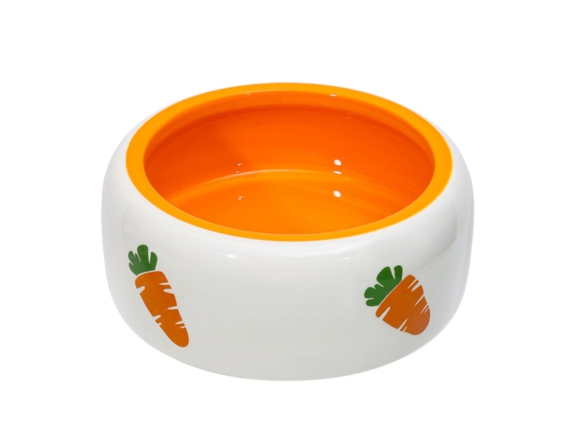 Tigela de Cerâmica para Alimentação de Coelhos, com Desenhos Fofos de Coelhos e Cenouras AQUAFORGE
