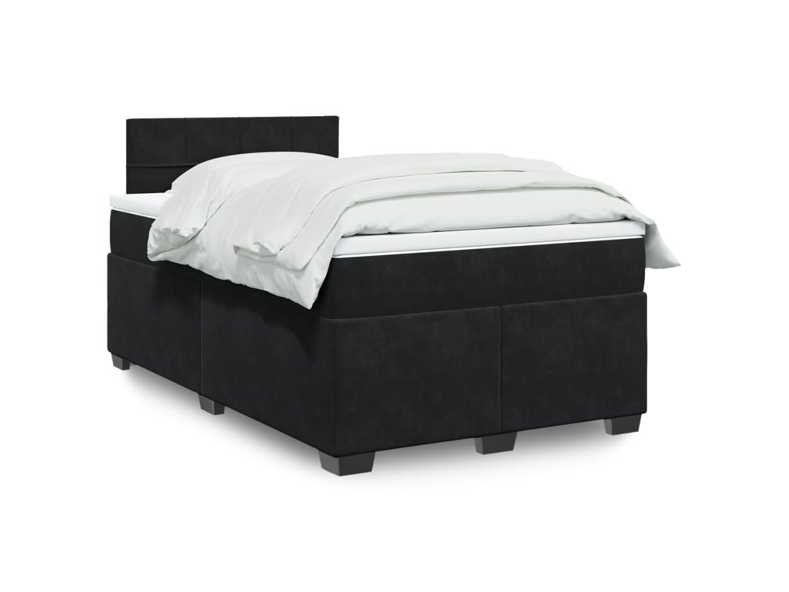 Cama Boxspring Com Colchão 120x190 Cm Veludo Preto
