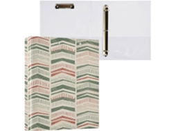 Pacote com 1 Pasta de Argolas 3,8 Cm Bolsos, 1/2 Pastas Escolares, Capa Dura, Estampa Natalina Árvores Geométr