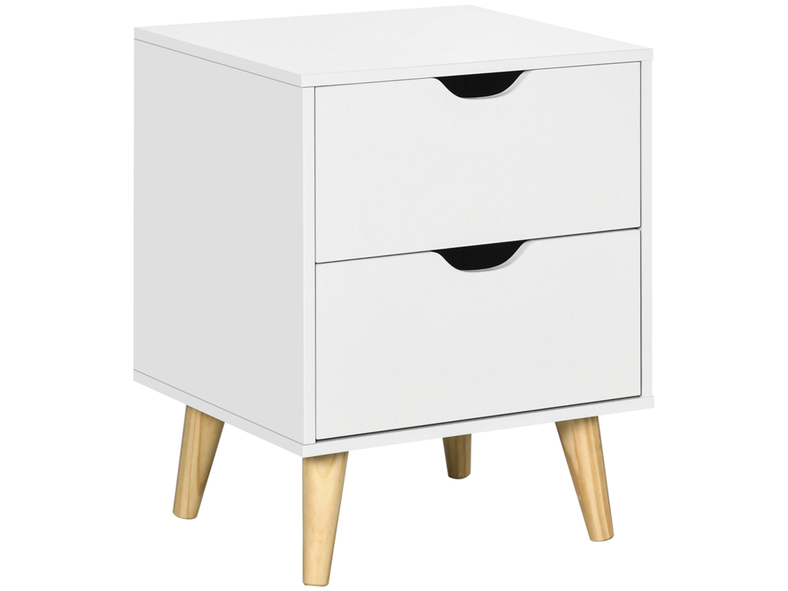 Criado mudo com 2 gavetas, escandinavo, branco, 40x35x50,5cm | S/MARCA