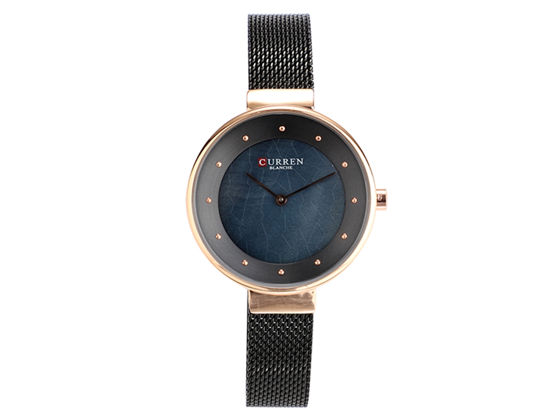 Relógio Feminino de Pulso com Pulseira de Malha Analógico Quartzo Resistente À Água Ouro Rosa