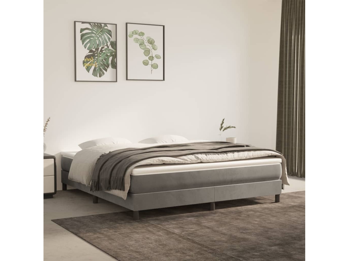 Vidaxl Colchão De Molas Ensacadas Firmeza Média 160x200x20 Cm Veludo Cinza-claro