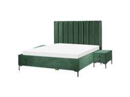 Conjunto De Dormitorio Beliani Sezanne De Terciopelo Verde 150x215x142
