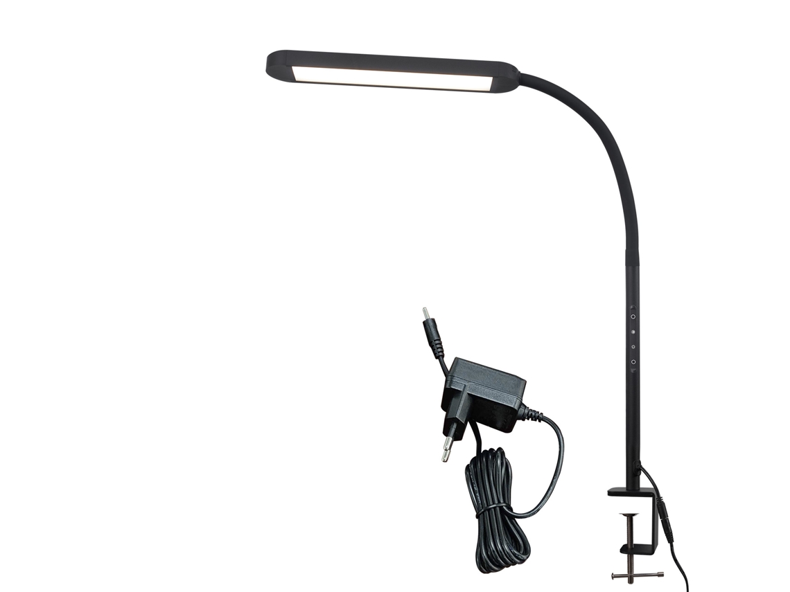 Luminária De Mesa Led Regulável Com Braçadeira Preta 5 Cores E 5 Níveis De Brilho 11 W Proteção Ocular Flexível Nettlife