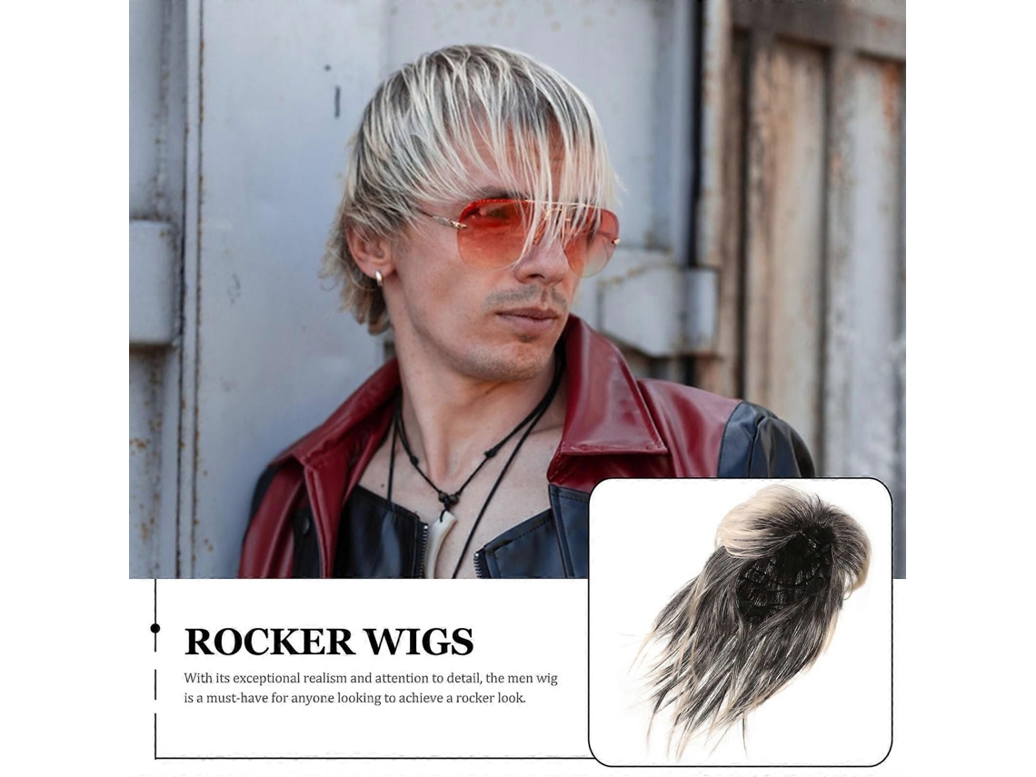 Peruca Sintética Estilo Anos 80, Peruca Engraçada para Cosplay, Peruca de Rocker para Homens. TAISHENGDA
