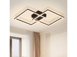ZMH Luminária de teto LED para sala de estar, 2 molduras, preta, moderna, quadrada, 3000K
