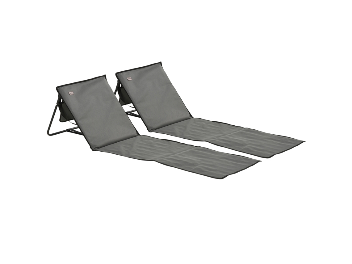 2 Esteiras Praia Dobráveis Ajustáveis Aço Oxford 142x51x40cm