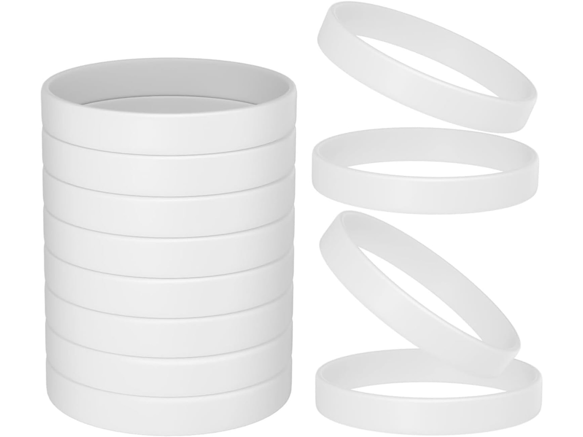 Pulseiras de silicone Stobaza Smooth para adultos, pacote com 50 unidades, confortáveis, duráveis, elásticas e ideais para o dia a dia.