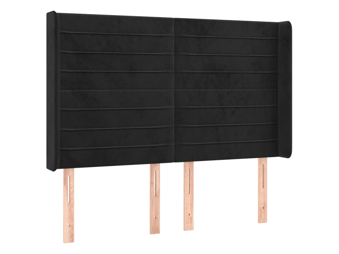 Headboard, Headboards Vidaxl Preto Veludo (147 X 16 X 118/128 Cm)