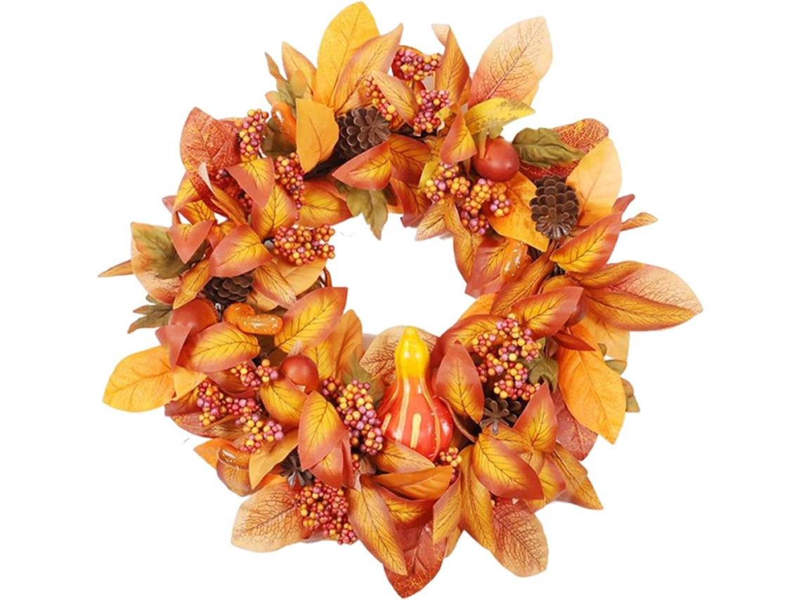 Guirlandas de Outono para Porta Entrada Guirlanda Decorativa Bordo e Frutos Silvestres 50cm Decora o Portas Janelas Dia VAYOTOY