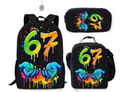 Conjunto 3 Mochilas 67 Cm Com Chaveiros, De 40,6 Cm, Escolares Leves Grande Capacidade, Para Viagens E Como