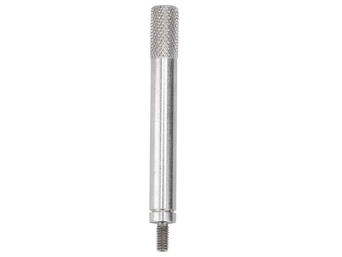 Haste extensível para relógio comparador com rosca de 2,5 mm de diâmetro, 5 mm de comprimento e 45 mm de largura.