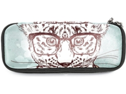 Estojo Hipster Leopardo Com Óculos E Terno, Grande Capacidade, Organizador Canetas Marcadoras, Bolsa De Maquiagem
