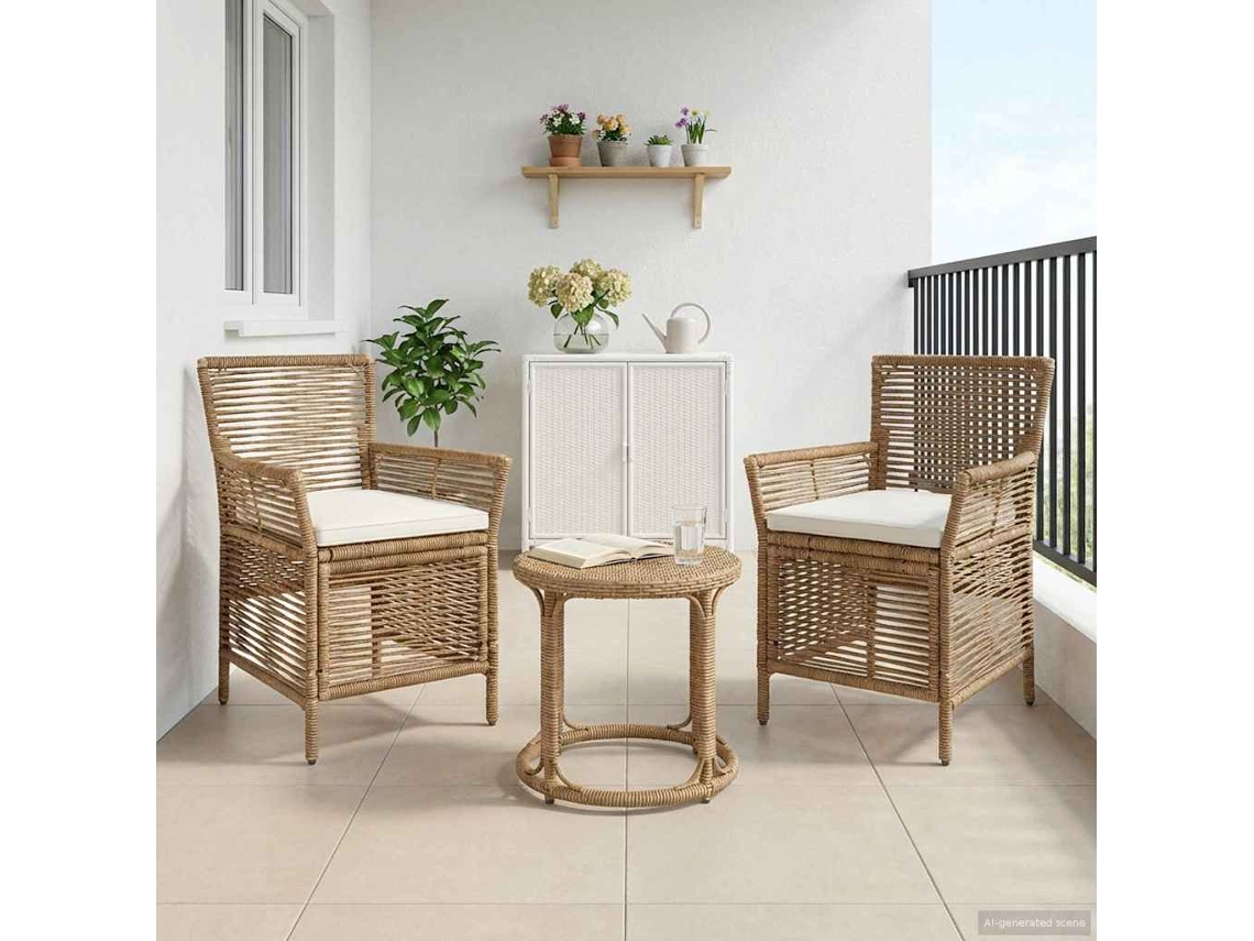 Vidaxl Cadeira Para Exterior 2 Unid. Bege E Creme Vime Pe