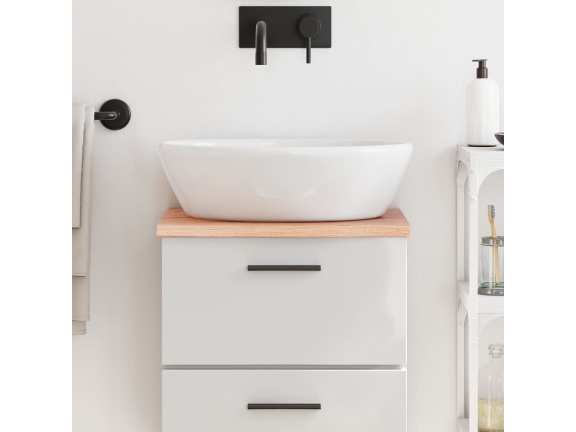 Vidaxl Bancada P/ Wc 40x30x2 Cm Madeira Maciça Tratada Castanho-claro