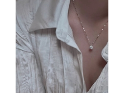 Colar Clássico em Prata de Lei 925 com Seis Garras e Diamantes Moissanita Super Brilhantes Luxuoso e Requintado. MDUG (ouro Branco)