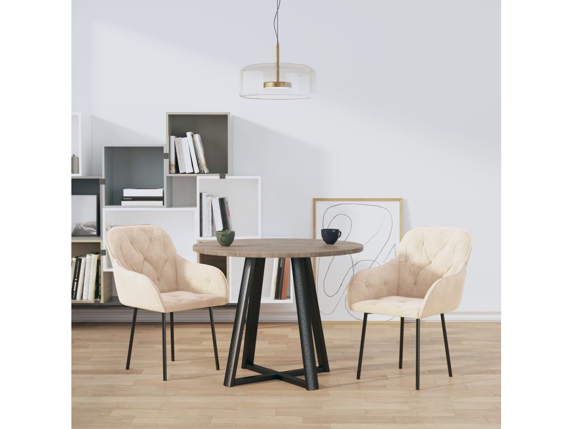 Vidaxl Cadeiras De Jantar 2 Pcs Veludo Cor Creme