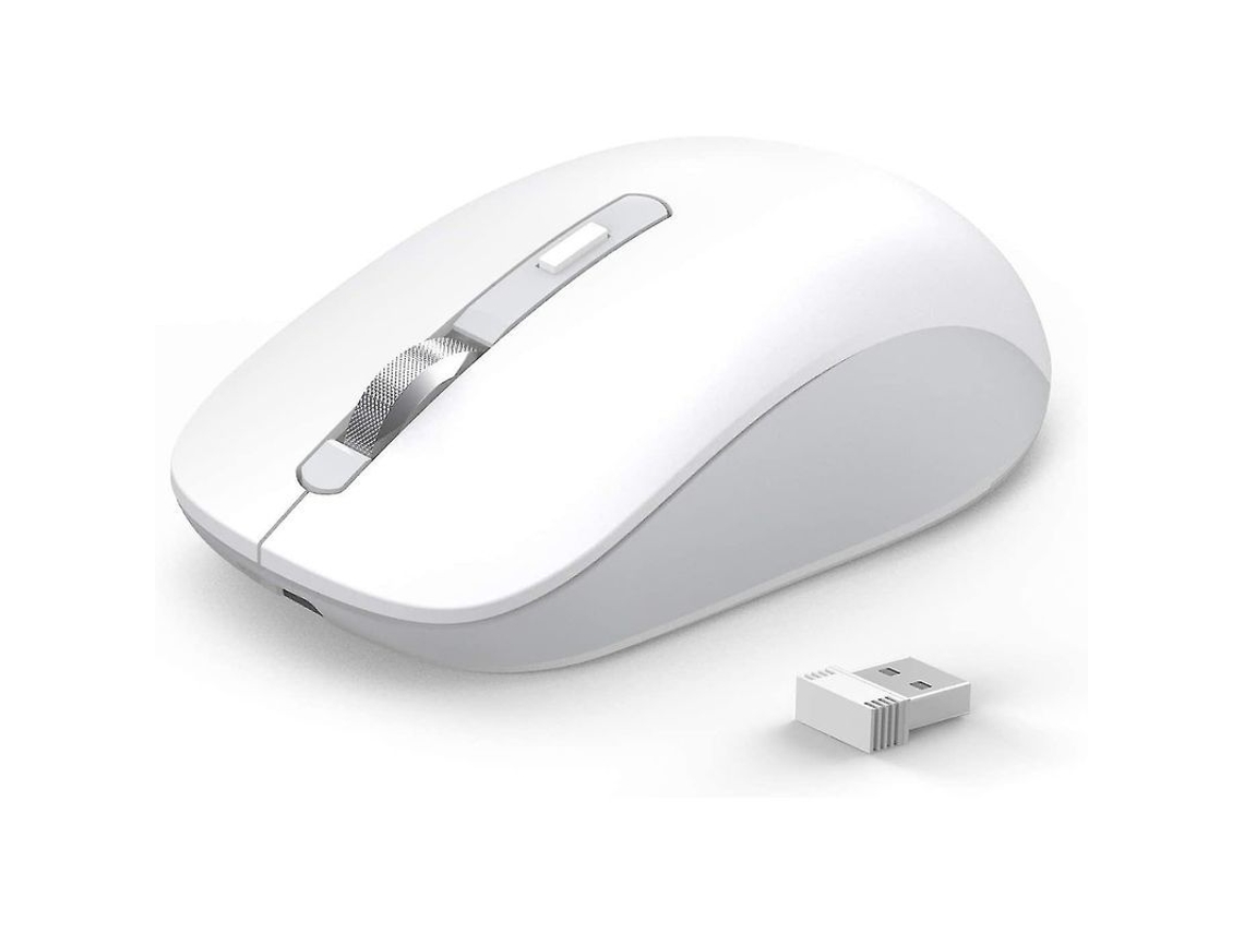 Mouse Bluetooth Fasst, branco, modo dual, 2.4G, recarregável, S/MARCA