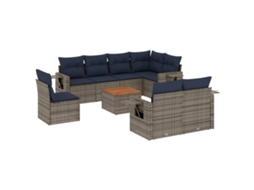 Conjunto de Sofá de Jardim, 9 Peças, Almofadas, Rattan Cinza MAISON EXCLUSIVE