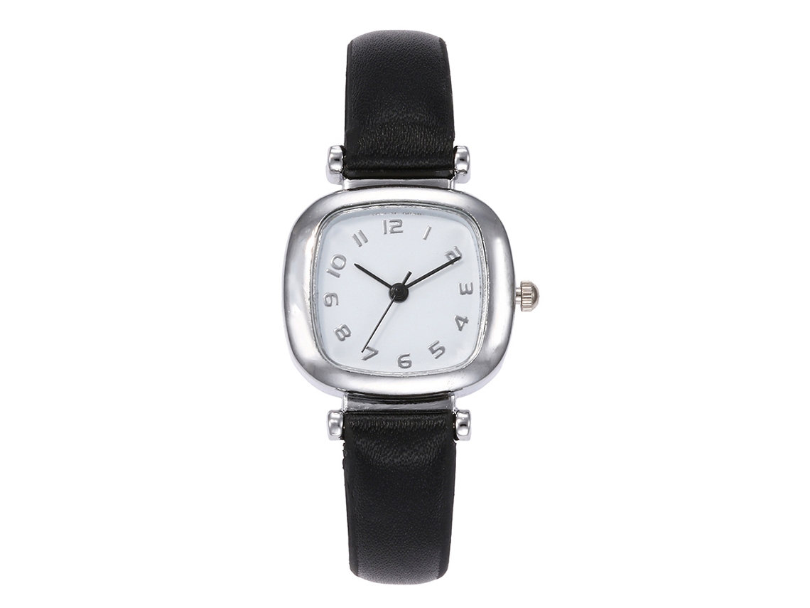 Relógio Feminino de Pulso com Pulseira Pu Quadrado Dial Branco Numeração Árabe Vansvar
