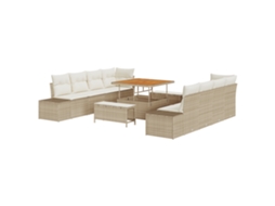 Conjunto 11 Sofá Moderno Para Jardim Vidaxl Bege Vime Pe (264 X 62 X 85 Cm)