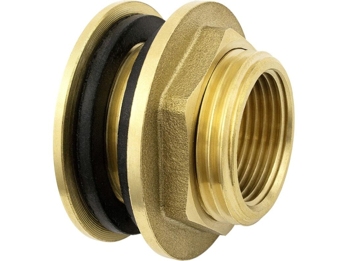 Conector De Passagem De 3/4 Polegada Em Latão Com Aço Inoxidável + 2 Anéis De Borracha Para Reguengue Chuva Ibc Tanque