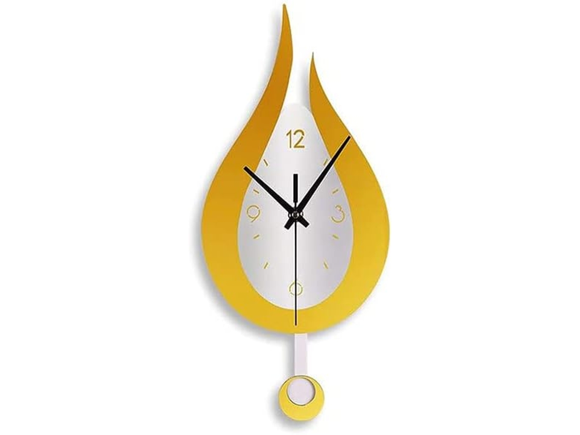 20.4 Inch Large Silent Modern Decorative Wall Clock With Pendulum Arabic Numerals Water Drop Battery Operation . Beijiyi (gold White)