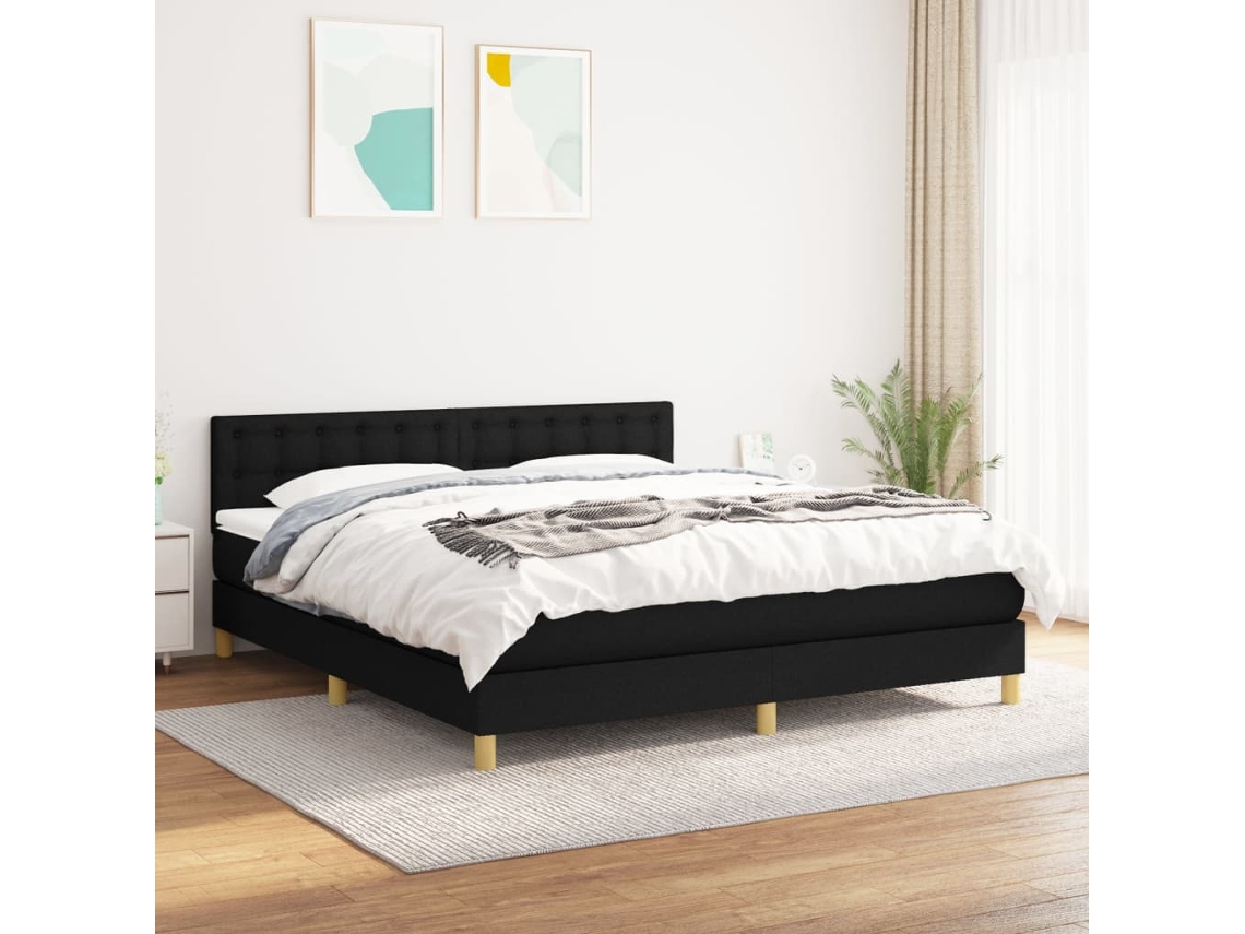 Vidaxl Cama Com Molas/colchão 180x200 Cm Tecido Preto