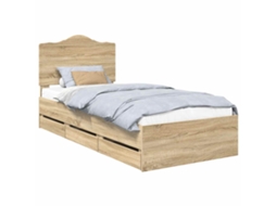 Estrutura de Cama com Gaveta MAISON EXCLUSIVE Carvalho Sonoma 75 X 190 cm