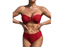 Maiô de Duas Peças o Ring Cor Sólida Vermelho M Piscina